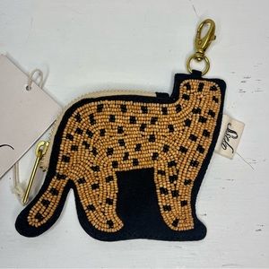NWT Sseko Beaded Cheetah Pouch with Clip